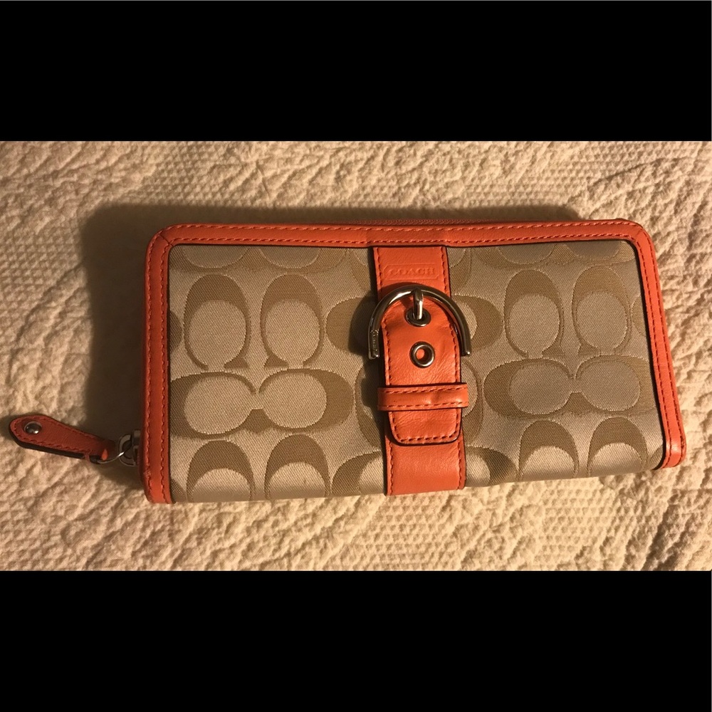 COACH -- Coral Zip Around Buckle Wallet